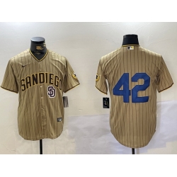 Men San Diego Padres 42 Jackie Robinson Tan Cool Base Stitched Baseball Jersey 1