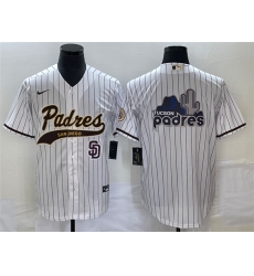 Men San Diego Padres White Big Logo In Back Cool Base With Patch Stitched Baseball Jersey