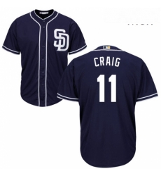 Mens Majestic San Diego Padres 11 Allen Craig Replica Navy Blue Alternate 1 Cool Base MLB Jersey 