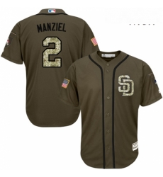 Mens Majestic San Diego Padres 2 Johnny Manziel Authentic Green Salute to Service MLB Jersey