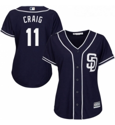 Womens Majestic San Diego Padres 11 Allen Craig Replica Navy Blue Alternate 1 Cool Base MLB Jersey 