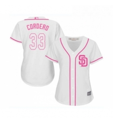 Womens San Diego Padres 33 Franchy Cordero Replica White Fashion Cool Base Baseball Jersey 