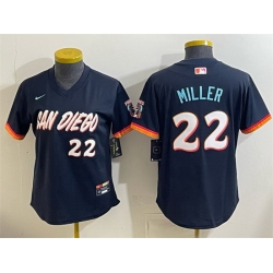 Youth San Diego Padres  22 Mason Miller Obsidian 2026 City Connect Stadium Stitched Baseball Jersey