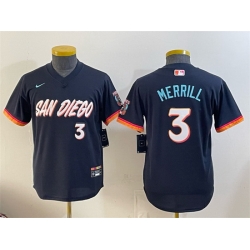 Youth San Diego Padres  3 Jackson Merrill Obsidian 2026 City Connect Stadium Stitched Baseball Jersey