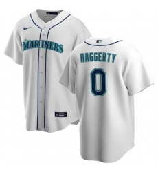 Men Seattle Mariners 0 Sam Haggerty White Cool Base Stitched Jersey