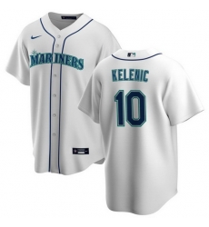 Men Seattle Mariners 10 Jarred Kelenic White Cool Base Stitched Jersey