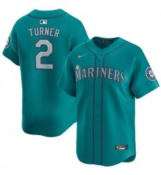 Men Seattle Mariners 2 Justin Turner Aqua Alternate Limited Stitched Jersey