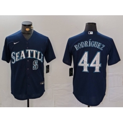 Men Seattle Mariners 44 Julio Rodr EDguez Navy Cool Base Stitched Jersey 2