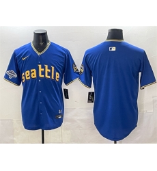 Men Seattle Mariners Blank Royal With 2025 AL West Division Champions Patch City Connect Limited Stitched Baseball Jersey