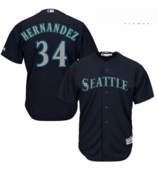 Mens Majestic Seattle Mariners 34 Felix Hernandez Replica Navy Blue Alternate 2 Cool Base MLB Jersey