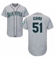 Mens Majestic Seattle Mariners 51 Ichiro Suzuki Grey Road Flex Base Authentic Collection MLB Jersey