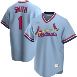 Men St  Louis St.Louis Cardinals 1 Ozzie Smith Nike Road Cooperstown Collection Player MLB Jersey Light Blue