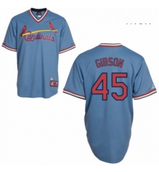 Mens Majestic St Louis Cardinals 45 Bob Gibson Authentic Blue Cooperstown Throwback MLB Jersey