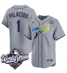 Men Tampa Bay Rays 1 Richie Palacios Grey 2026 World Series Limited Stitched Baseball Jersey Men Tampa Bay Rays 1 Richie Palacios Grey 2026 World Series Limited Stitched Baseball Jersey