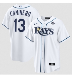 Men Tampa Bay Rays 13 Junior Caminero White 2026 World Series Home Cool Base Stitched Baseball Jersey Men Tampa Bay Rays 13 Junior Caminero White 2026 World Series Home Cool Base Stitched Baseball Jersey