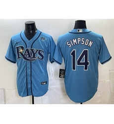 Men Tampa Bay Rays  14 Chandler Simpson Blue 2026 AL East Champions Patch Vapor Limited Stitched Baseball Jersey