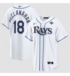 Men Tampa Bay Rays 18 Shane McClanahan White 2026 World Series Home Cool Base Stitched Baseball Jersey Men Tampa Bay Rays 18 Shane McClanahan White 2026 World Series Home Cool Base Stitched Baseball Jersey