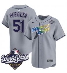 Men Tampa Bay Rays  51 Freddy Peralta Grey 2026 World Series Limited Stitched Baseball Jersey