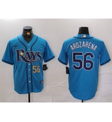 Men Tampa Bay Rays 56 Randy Arozarena Blue Cool Base Stitched Baseball Jersey 3 797