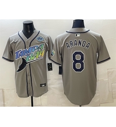 Men Tampa Bay Rays  8 Jonathan Aranda Gray 2026 AL East Champions Patch Vapor Limited Stitched Baseball Jersey