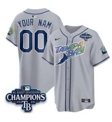 Men Tampa Bay Rays ACTIVE PLAYER Custom Gray 2026 AL East Champions Patch Limited Stitched Baseball Jersey