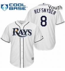 Youth Majestic Tampa Bay Rays 8 Rob Refsnyder Authentic White Home Cool Base MLB Jersey 