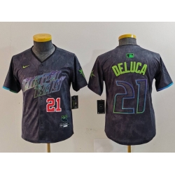 Youth Tampa Bay Rays 21 Jonny DeLuca Charcoal 2024 City Connect Limited Stitched Baseball Jersey 5