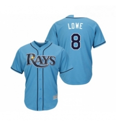 Youth Tampa Bay Rays 8 Brandon Lowe Replica Light Blue Alternate 2 Cool Base Baseball Jersey 