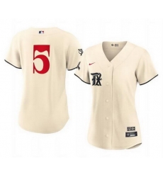 Women Texas Rangers 5 Corey Seager Cream 2023 City Connect Stitched Baseball Jersey 