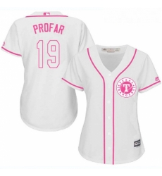 Womens Majestic Texas Rangers 19 Jurickson Profar Authentic White Fashion Cool Base MLB Jersey