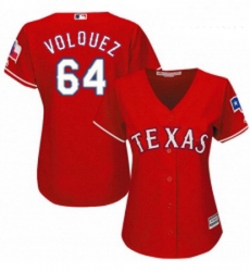 Womens Majestic Texas Rangers 64 Edinson Volquez Replica Red Alternate Cool Base MLB Jersey 