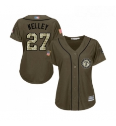 Womens Texas Rangers 27 Shawn Kelley Authentic Green Salute to Service Baseball Jersey 