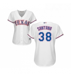 Womens Texas Rangers 38 Danny Santana Replica White Home Cool Base Baseball Jersey 