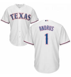 Youth Majestic Texas Rangers 1 Elvis Andrus Replica White Home Cool Base MLB Jersey