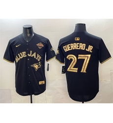 Men Toronto Blue Jays 27 Vladimir Guerrero Jr  Black Gold 2025 American League Champions Limited Stitched Baseball Jersey