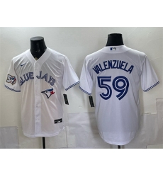 Men Toronto Blue Jays 59 Brandon Valenzuela White 50 Seasons Patch Stitched Baseball Jersey Men Toronto Blue Jays 59 Brandon Valenzuela White 50 Seasons Patch Stitched Baseball Jersey