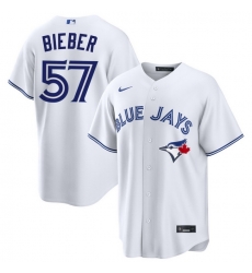 Men Toronto Blue Jays Shane Bieber 57 White Home Limited Stitched Baseball Jersey Men Toronto Blue Jays Shane Bieber 57 White Home Limited Stitched Baseball Jersey