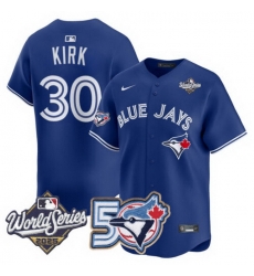 Men Women Youth Blue Jays 50th Patch 2025 World Series Royal 30 Kirk Stitched Jersey Men Women Youth Blue Jays 50th Patch 2025 World Series Royal 30 Kirk Stitched Jersey