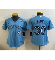 Women Toronto Blue Jays 30 Alejandro Kirk Blue 2025 World Series Cool Base Stitched Baseball Jersey 