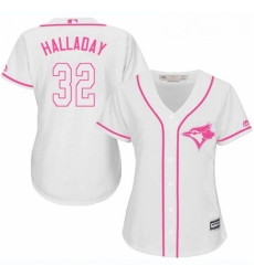 Womens Majestic Toronto Blue Jays 32 Roy Halladay Authentic White Fashion Cool Base MLB Jersey