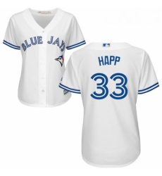 Womens Majestic Toronto Blue Jays 33 JA Happ Replica White Home MLB Jersey