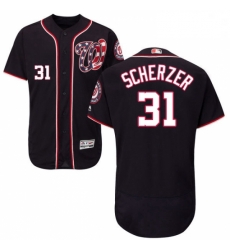 Mens Majestic Washington Nationals 31 Max Scherzer Navy Blue Alternate Flex Base Authentic Collection MLB Jersey