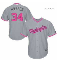 Mens Majestic Washington Nationals 34 Bryce Harper Replica Grey 2016 Mothers Day Cool Base MLB Jersey