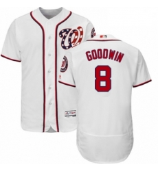 Mens Majestic Washington Nationals 8 Brian Goodwin White Home Flex Base Authentic Collection MLB Jersey