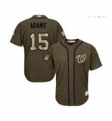 Mens Washington Nationals 15 Matt Adams Authentic Green Salute to Service Baseball Jersey 