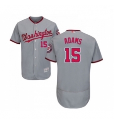 Mens Washington Nationals 15 Matt Adams Grey Road Flex Base Authentic Collection Baseball Jersey