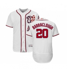 Mens Washington Nationals 20 Kyle Barraclough White Home Flex Base Authentic Collection Baseball Jersey