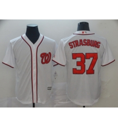 Nationals 37 Stephen Strasburg White Cool Base Jersey