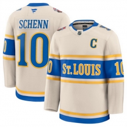 Men St  Louis Blues 10 Brayden Schenn Cream 2024 25 Winter Classic Stitched Hockey Jersey