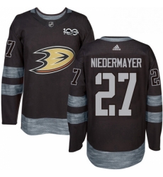 Mens Adidas Anaheim Ducks 27 Scott Niedermayer Premier Black 1917 2017 100th Anniversary NHL Jersey 